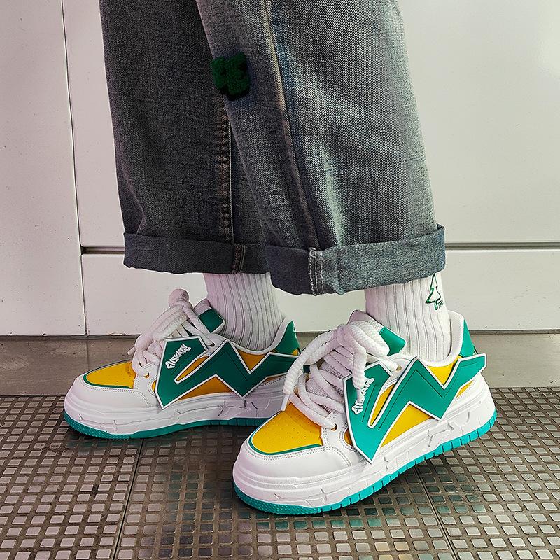 Erkek Ayakkabıları Harajuku Tarzı Kalın Taban Ekmek Ayakkabılar Günlük Moda Ayakkabılar Yükseltilmiş Baba Ayakkabıları Spor Kaykay Ayakkabısı