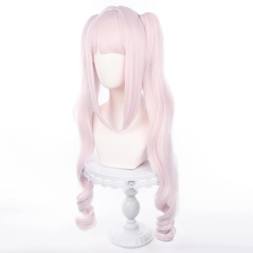 Light Pink Long Twin Tail Vertical Roll Full Wig Game Cosplay Wig Heat Resistant Wig Wig Costume Comiket Event Halloween Christmas School Festival