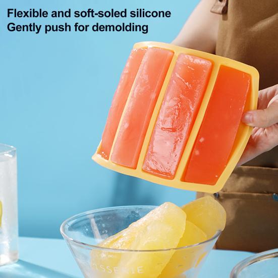 

Ice Cube Tray with Lid Silicone Ice Trays for Freezer Stackable Big Square Bar Ice Tray for Cocktails Juice Coffee 4 Cavity Ice Cube Maker