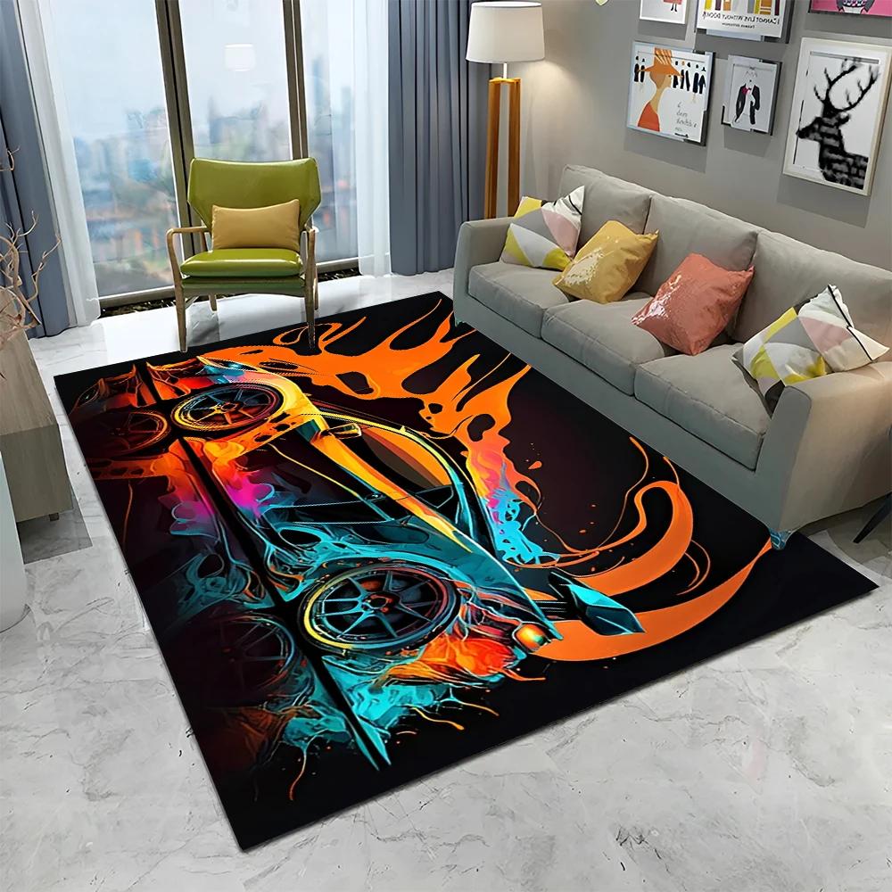 3D Toekomstige Sportwagen HD Concept Auto Cartoon Tapijt Vloerkleed voor Huis Woonkamer Slaapkamer Bank Deurmat Decoratie, Kinderen Antislip Vloermat