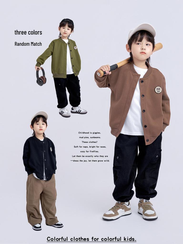 Veste de baseball pour garçons automne 2025 style coréen - Cardigan à manches longues mode collège