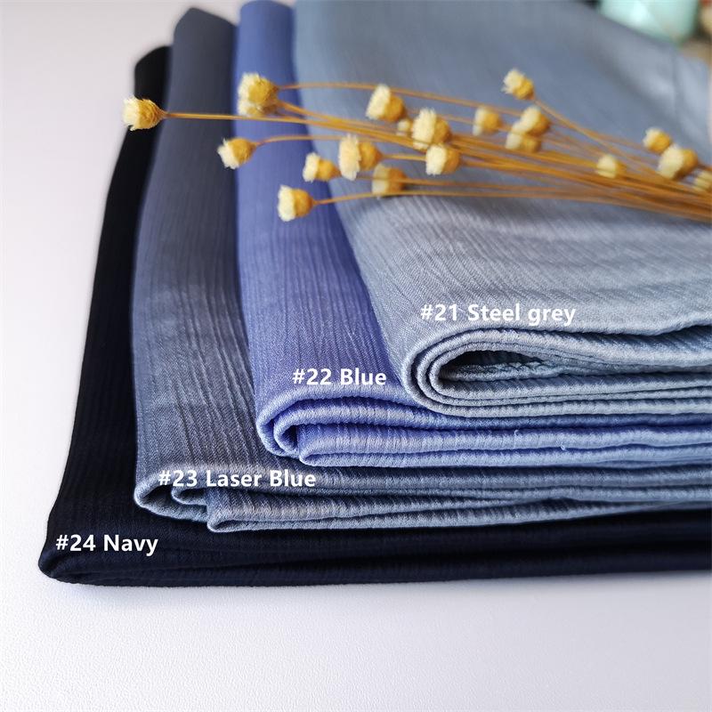 2023 Natural Wrinkled Solid Color Long Crepe Silk Scarf WJA14