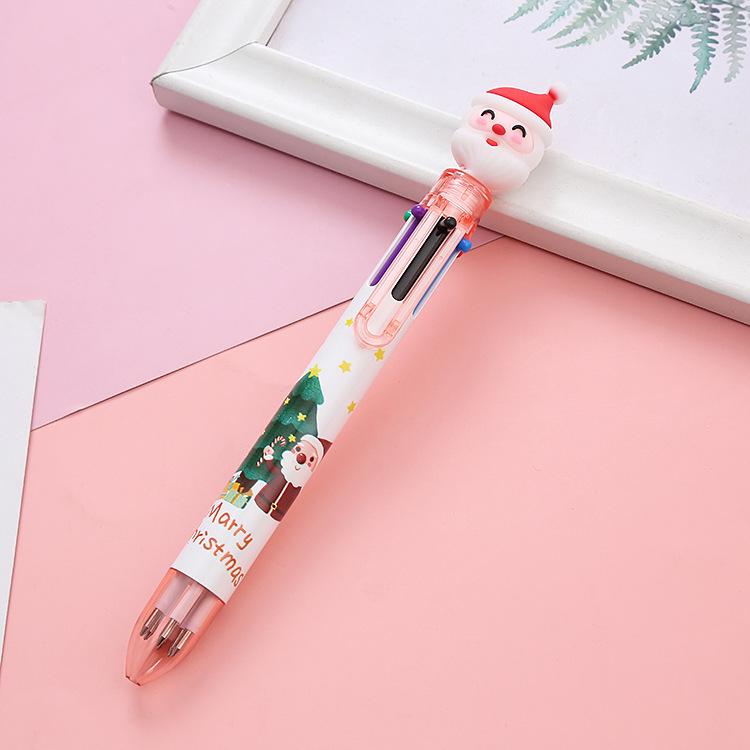 Christmas 6-Color Ballpoint Pen: Cute Holiday Gift for Students, Colorful Journaling & Office Stationery