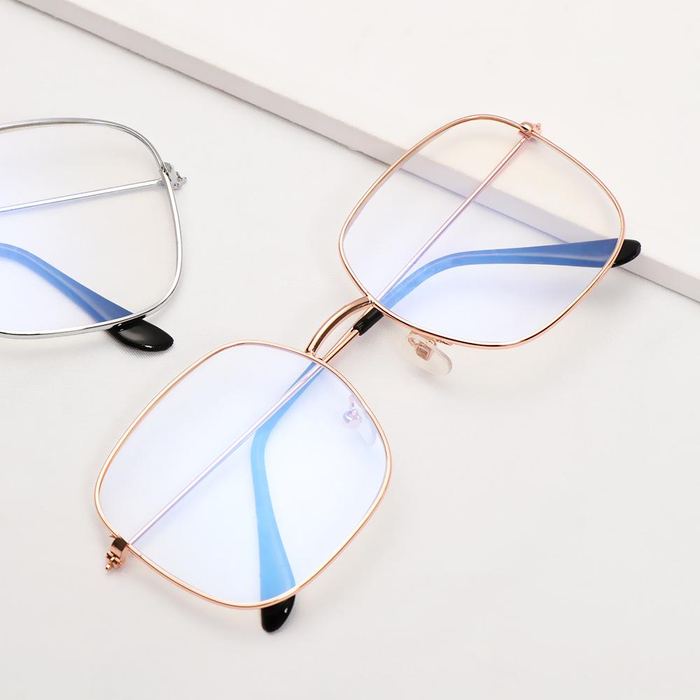 Protection Metal Frame Eyewear Anti Blue Light Glasses Oversized Eyeglasses Vintage Square Glasses