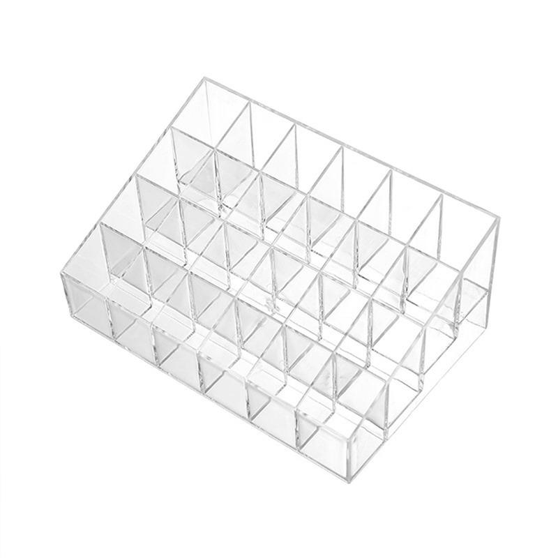 Trapezoid Clear Makeup Display 40 Lattices Lipstick Stand Case Cosmetic Organizer Holder Box