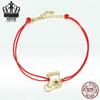 Everle Christmas Stocking Bracelet: Hand Rope Sterling Silver S925 with Gold Plated Zircon, Red Hollow Stocking Design