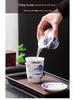 Dehua Blue & White Dragon Pattern Ceramic Tea Cup Set - Chinese Retro Kung Fu Style