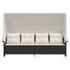 Vidaxl Sun Lounger with Canopy and Cushions, Black, Poly Rattan