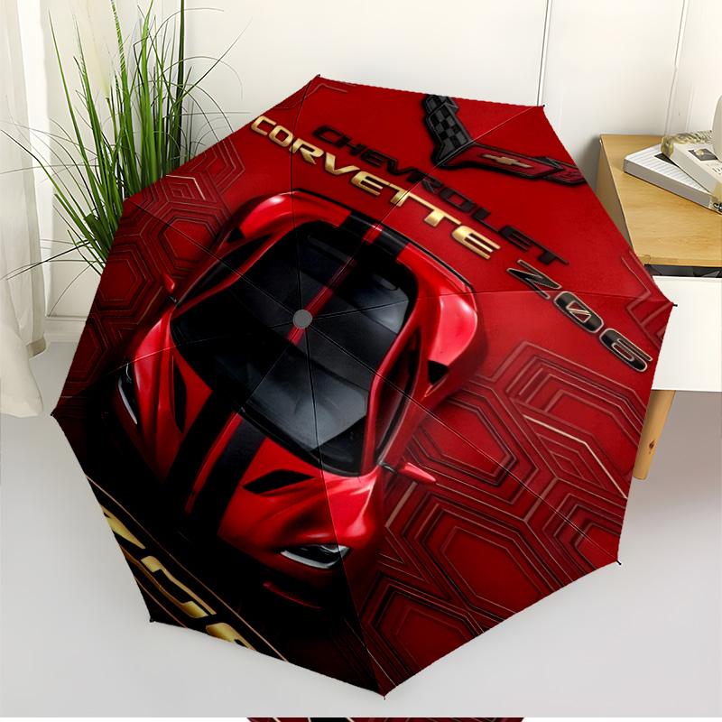 Sports car Print Automatic Open Close Umbrella, Portable Foldable Umbrella, for Outdoor Commute Camping Trip, Ideal Birthday Gift