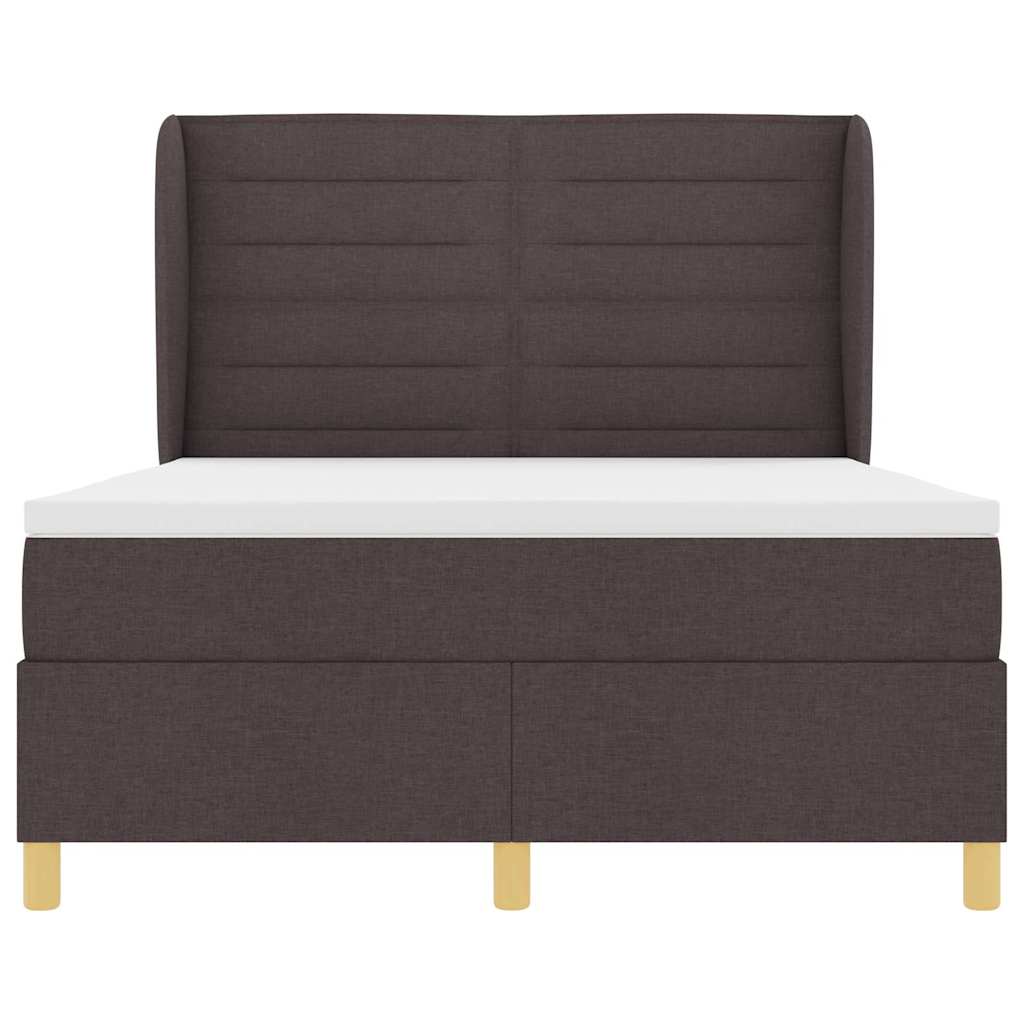 Box Spring Bed with Mattress Dark Brown 200 X 140 Cm Fabric