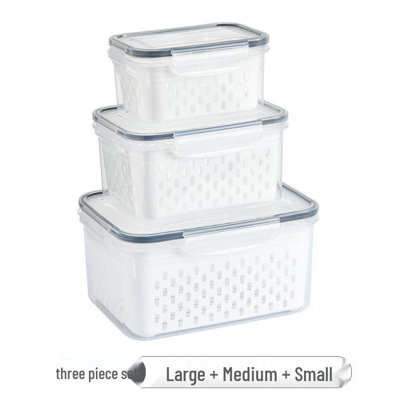 Large Capacity Double-Layer Transparent Fruit Storage Box with Drain - Food-Grade Plastic