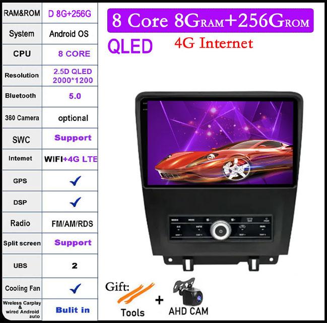 10.1 Inch Android 14 For Ford Mustang 2009 - 2014 Touch Screen Car Radio GPS Navigation Stereo Multimedia Player Video 4G+Wifi