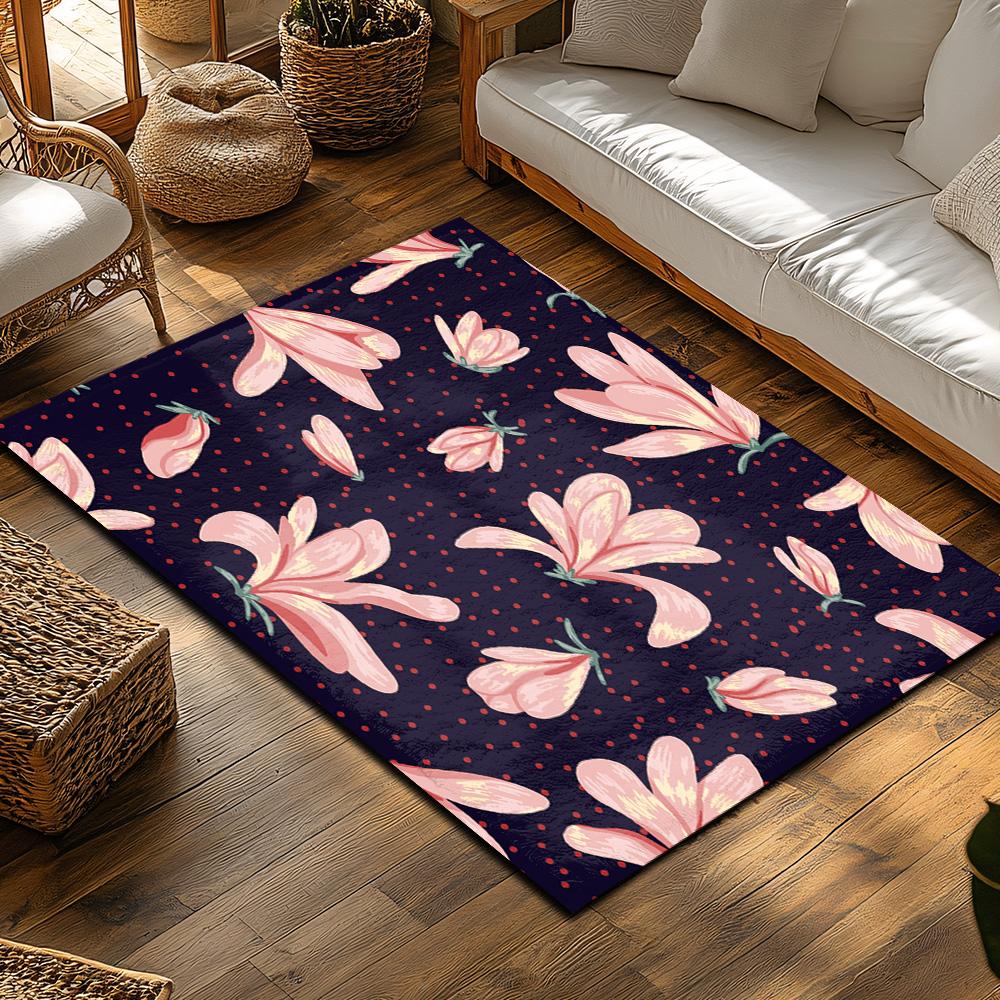 Floral Doormat Pink Flower Pattern Rug Washable Floor Mat Home Decor Entrance Mats Indoor Outdoor Welcome Mat Stylish Home Accen