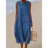 European and American New Summer Flower Ocean Printing European Size Round Neck Sleeveless Long Dress Creative Loose Dress