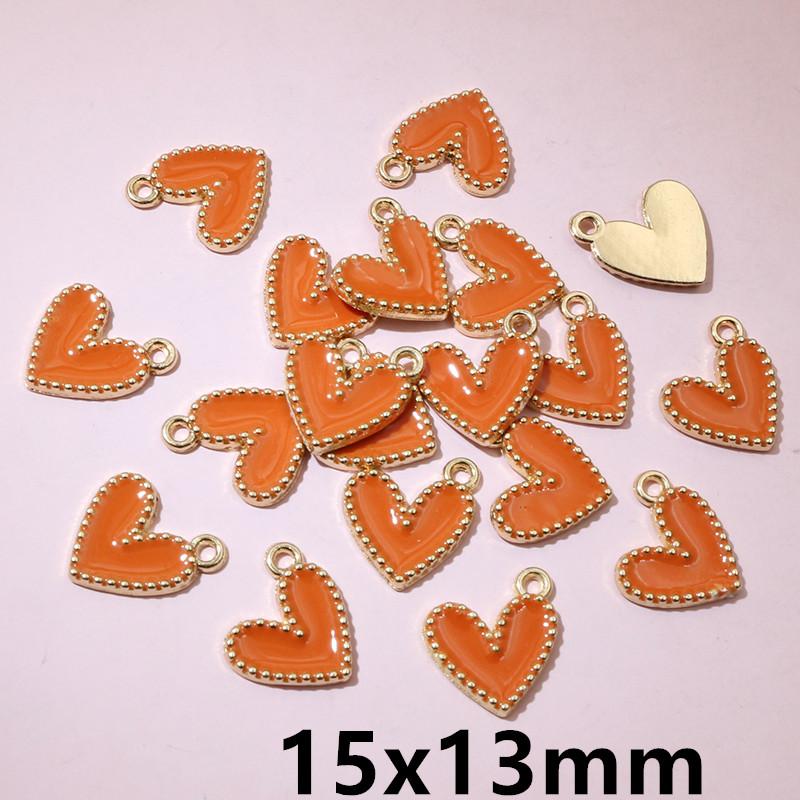 30pcs 15x13mm Enamel Heart Charms Pendant Alloy Metal DIY Jewelry Making Accessories for Earrings Bracelet Necklace Findings