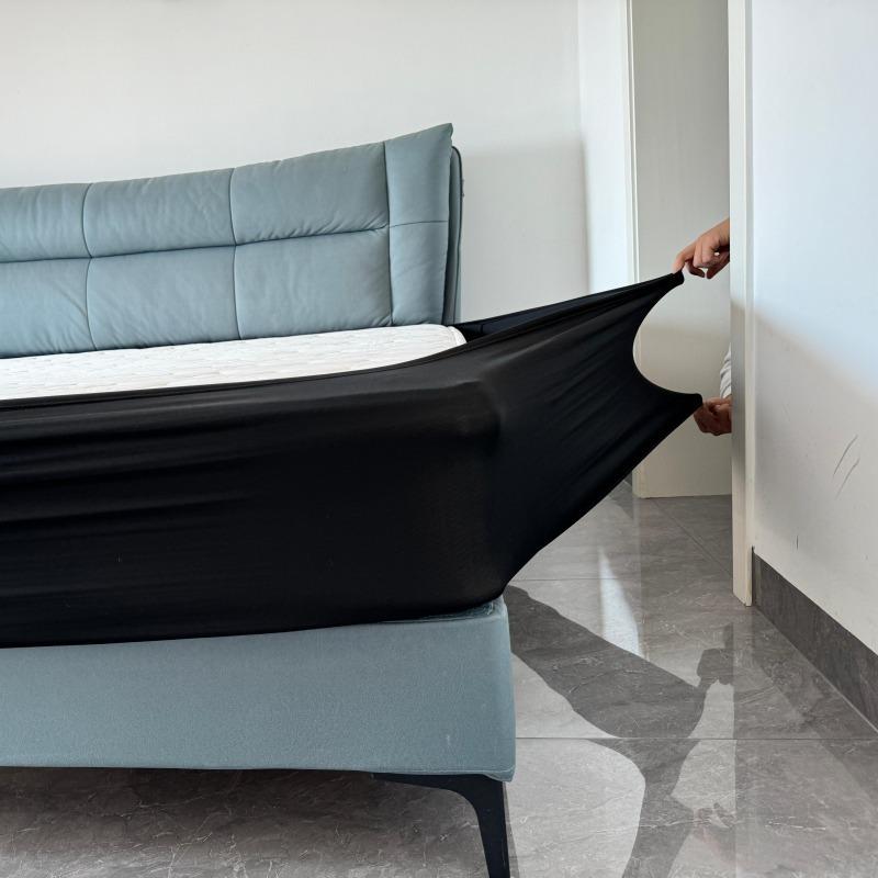 

Grey/Black Box Spring Cover Queen Size Stretchy Wrap Around 4 Sides of The Box Spring, Alternative for Bed Skirt Twin/Queen/King Queen