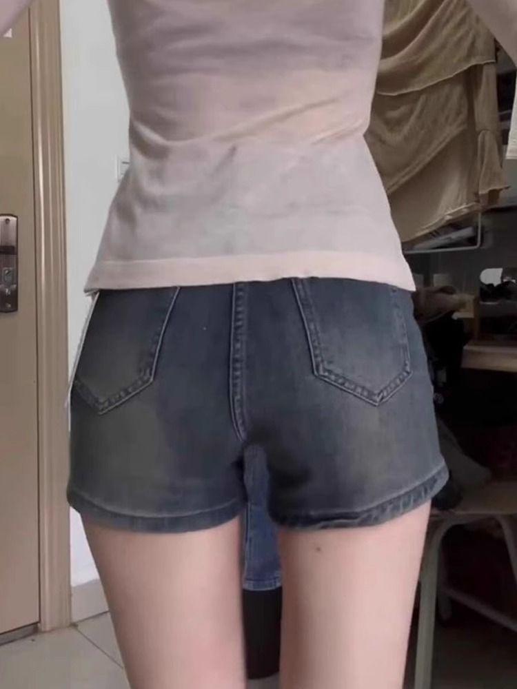 2026 Summer Retro A-Line High-Waisted Denim Shorts for Women, Slimming Petite To Plus Sizes