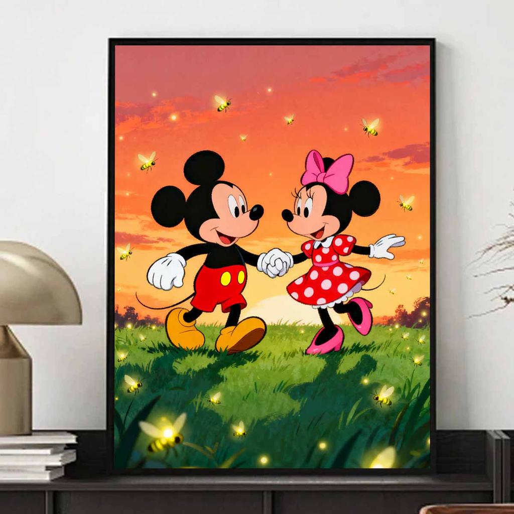 Disney Mickey Minnie Fireflies Diamond Art Painting Kit 5D Handmade DIY Diamond Painting, Home Wall Decoration