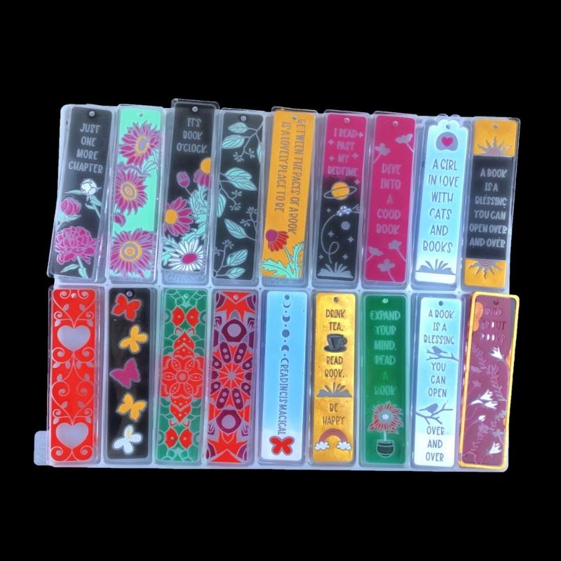 Rechteckige Blumen Lesezeichen Silikonform Gießform Bastelanhänger Harz Epoxid DIY Vollseitige Lesezeichenform für DIY-Fans