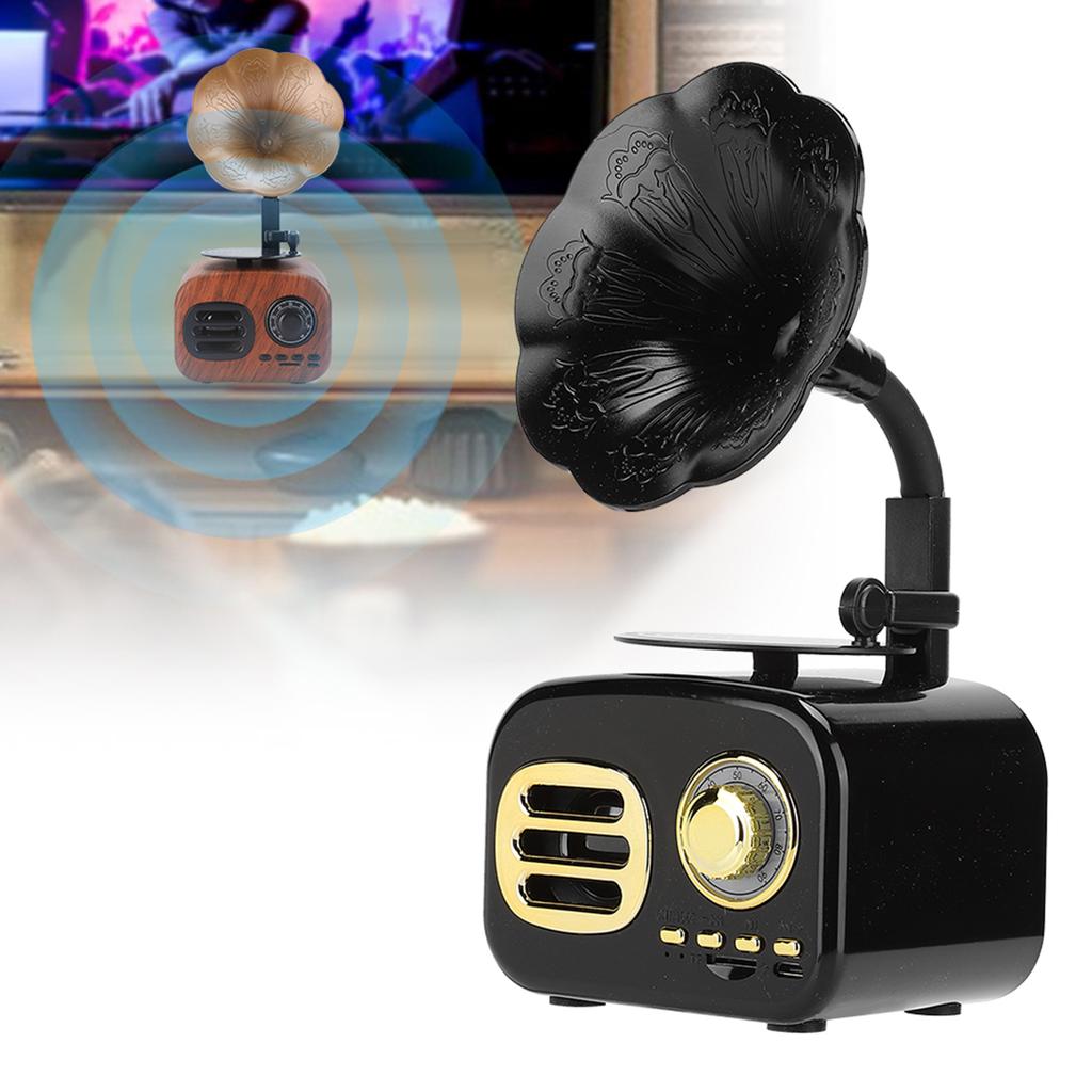 Mini Retro Bluetooth Smart Speaker Portable Loudspeaker Music Player for Desktop LaptopBlack