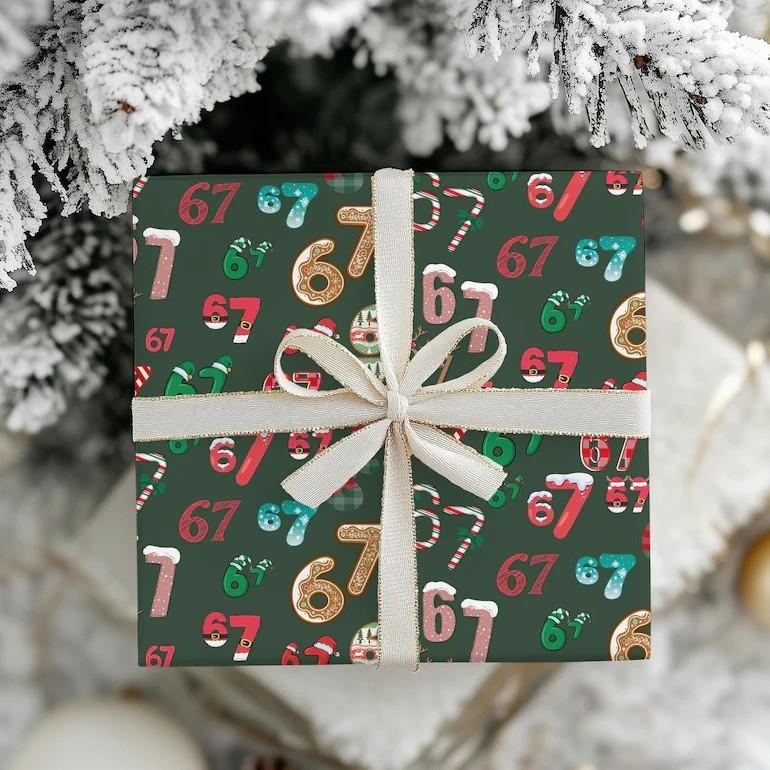 Christmas Gift Wrap Selfadhesive Paper With Santa And Reindeer Design For Holiday Packaging