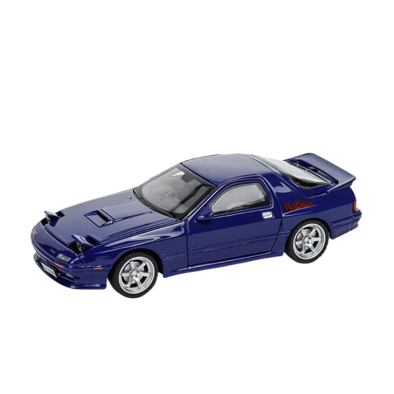 1/32 Mazda RX7 Initial D Miniature Diecast RX-7 Toy Car Model Sound & Light Doors Openable Collection Gift for Children Boy Kid