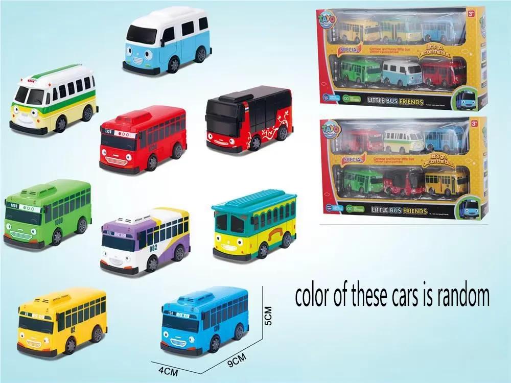 Nová 4 barvy malý autobus oyuncak araba auto mini plastový s natahovacím mechanismem Tayo Gani Lani Rogi model autobusu pro děti Vánoční dárek