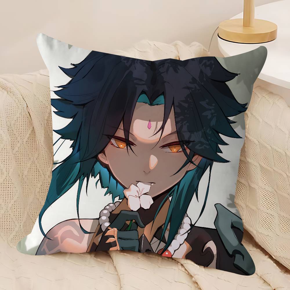 

Genshin Impact Xiao 45*45cm Cushion Cover Pillow Cover Decor Pillowcase Home Pillowcase For Couch Pillow 12x12Inch
