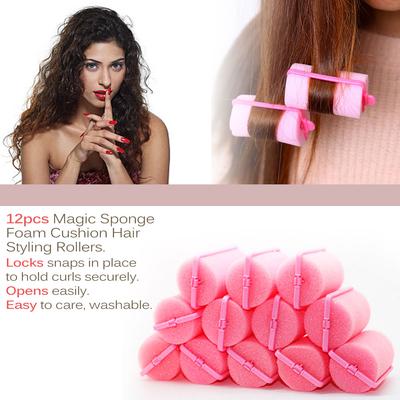 12 sztuk Magia Gąbka Pianka Poduszka Stylizacja Włosów Rolki Lokówki Twist Narzędzie Salon Różowy
