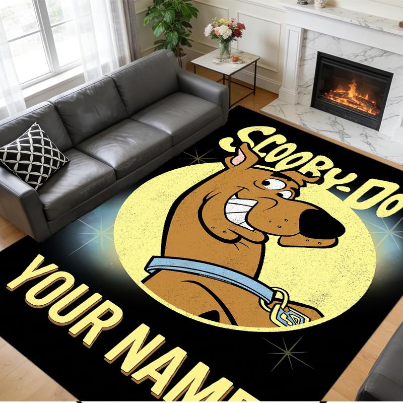 Crystal Velvet Rug Custom Name Text, Soft Non Slip Floor Mat Home DecorScooby-Doo