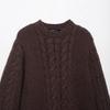 Retro European & American Style Cable Knit Sweater with Big Sleeves for Women