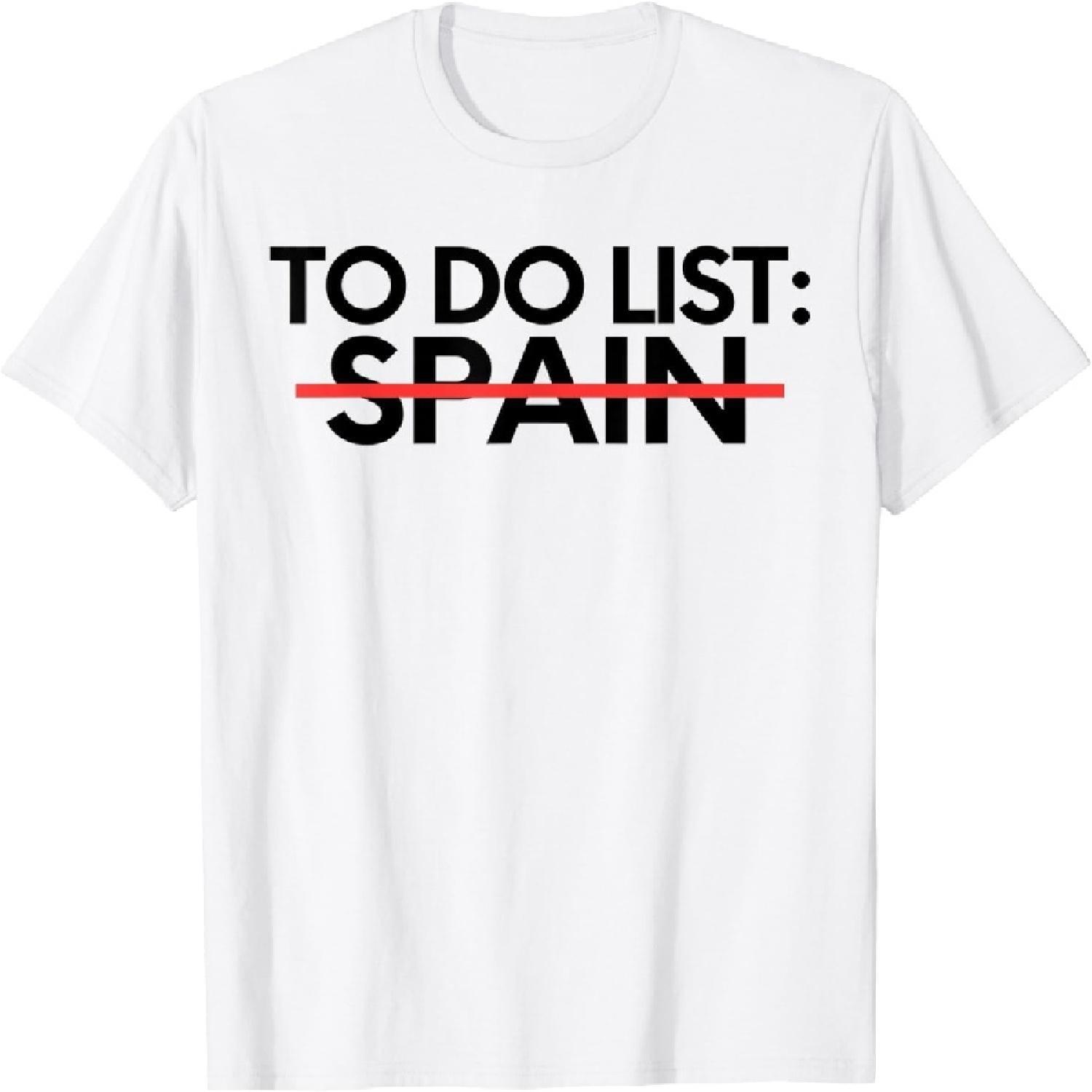 RIATYAA Inspiring Vacations to Do List Spain Travel Tourism Gag Pun T-Shirt Ideas-Graphic Tees for Men Funny-Men Graphic Tees-New Mom Gift Black XXXXXL белый