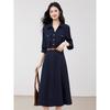 Women's Shirt Collar A-Line Midi Dress