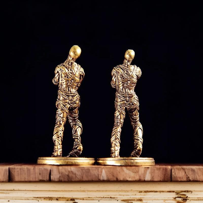 Brass Walking Dead Figurine Vintage Golden Zombie Miniature Collectible Solid Craft for Home Office Shelf Decor Gift