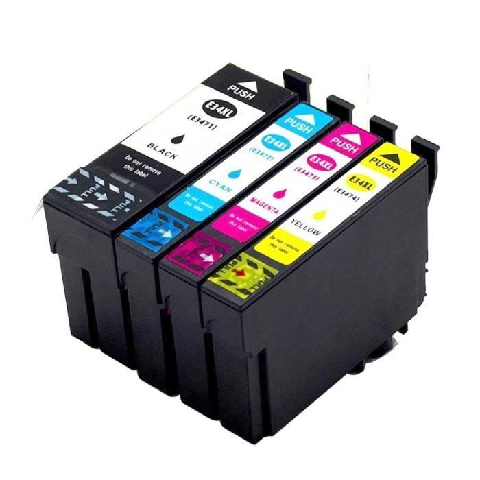 Cartouche 4Pack 1SET Cartouches d'encre compatibles pour Epson 34 XL WorkForce Pro WF-3720DWF WF-3725DWF cartouche d'encre T3471