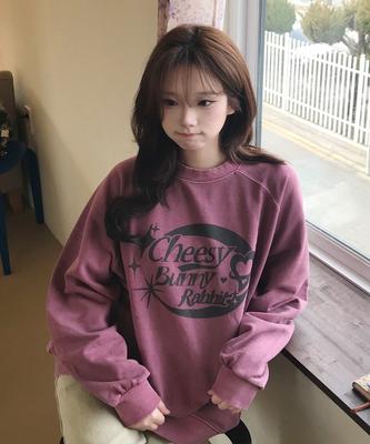 CPGN STUDIO Cheesy Bunny Raglan Pigment Sweatshirt Dusty Pink