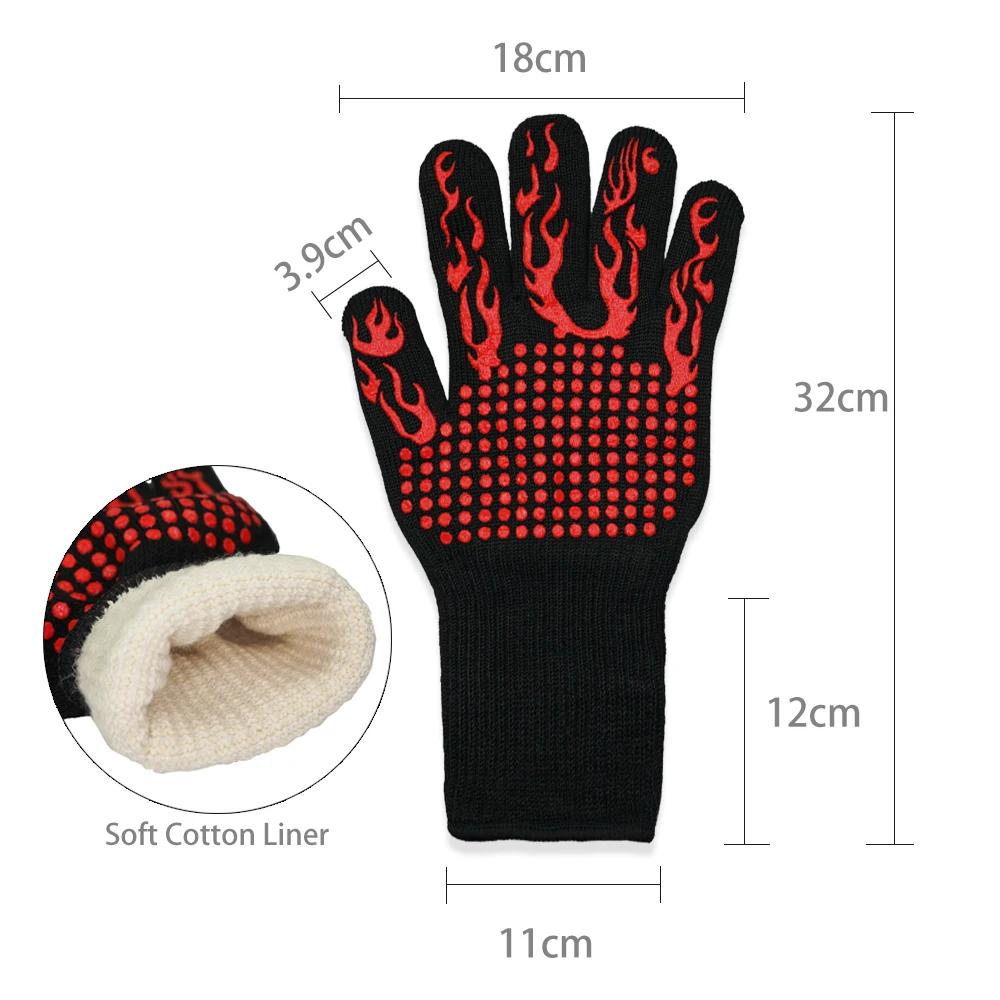High Temperature Resistant BBQ Gloves, Heat Insulation Fireplace Grilling Gloves, Anti-scald Oven Glove for Ktichen Baking Grill