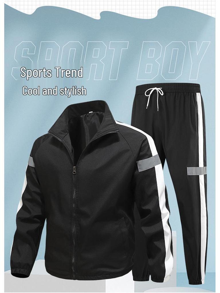 Men's Reflective Logo Two-Piece Casual Running Sportswear - Customizable for Couples