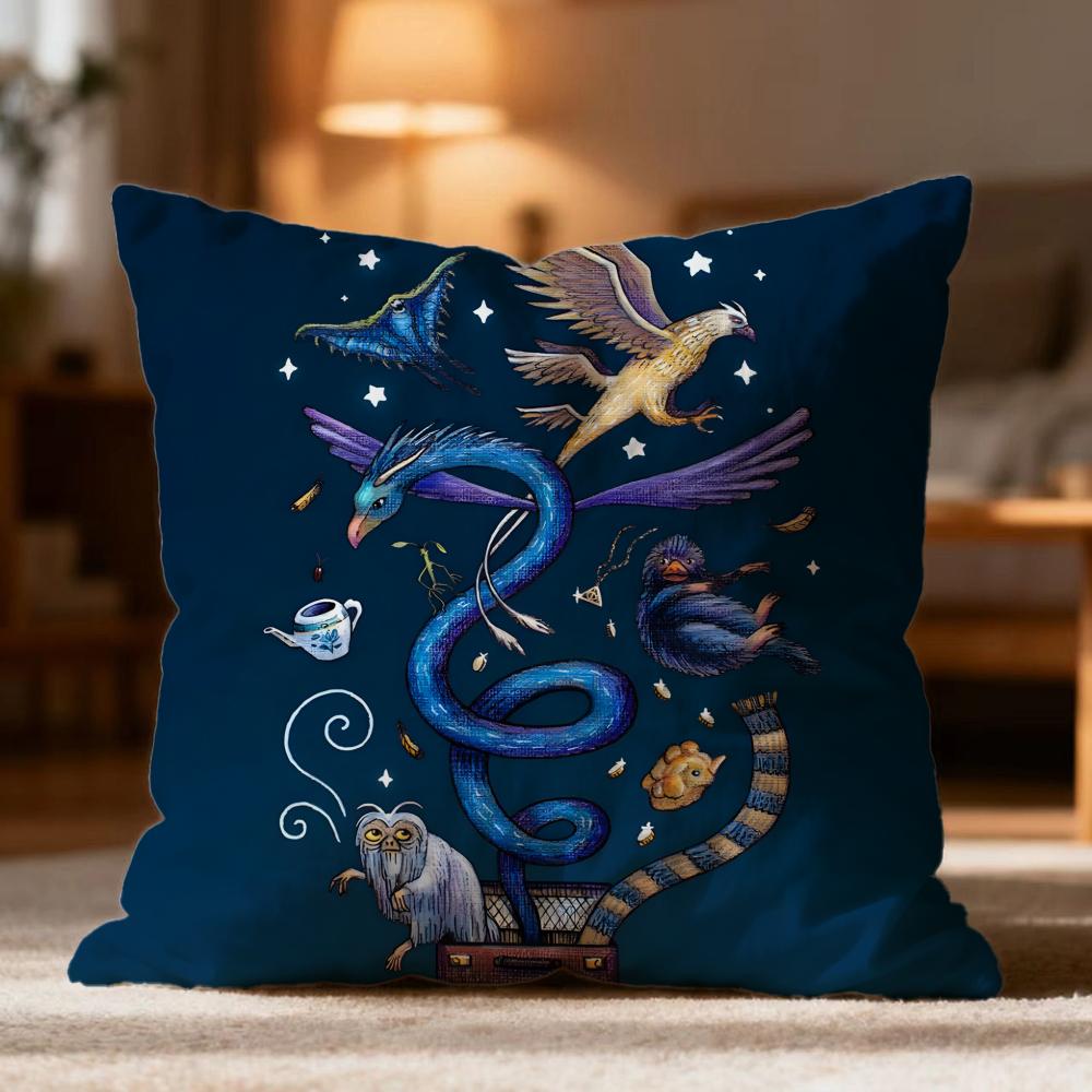 Popular FFantastic Beasts and Where to Find Themer Cushion Cover Soft Washable Pillow Case Multi-Scene for Couch Bed Travel Use