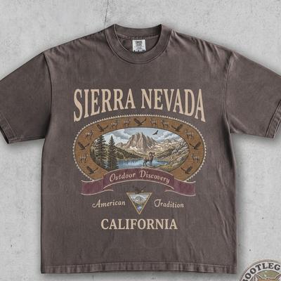 Sierra Nevada Vintage National Park 90s Washed Comfort Colors® Graphic T-Shirt, Retro California Mountain Wildlife Tee, Hiking Gift Shirt