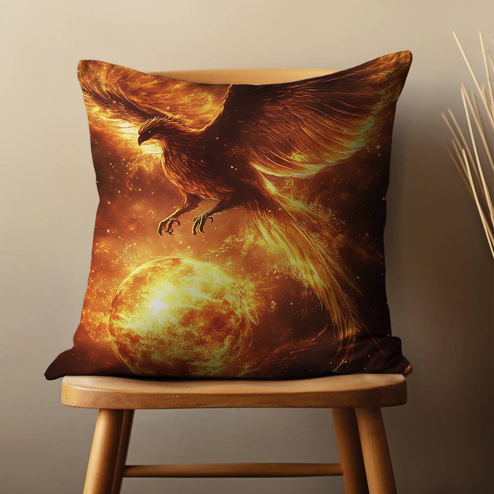 Myth Art Flame Phoenixs Throw Pillow Case Living Room Sofa Cushion Cover For Home Bedroom Decoration And Protector