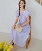 Slow Lolly Blossom Shirring Long Dress - Blue