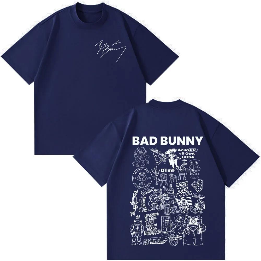 Unisex Women Fashion T Shirts Rapper Bad Bunny Tour 2026 Debi Tirar Mas Fotos DTMF Merch T-shirt Cotton Casual Vintage T-shirts