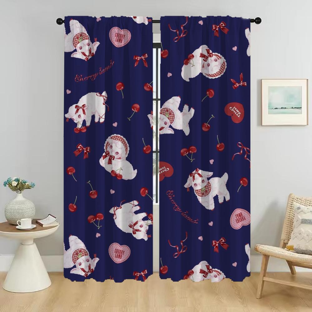 

Шторы из вишневого ягненка для гостиной, шторы для комнаты, 2 панели, шторы для домашнего интерьера, абажуры, перегородки, украшения на Хэллоуин, ребенок W50xH70cmx2pcs