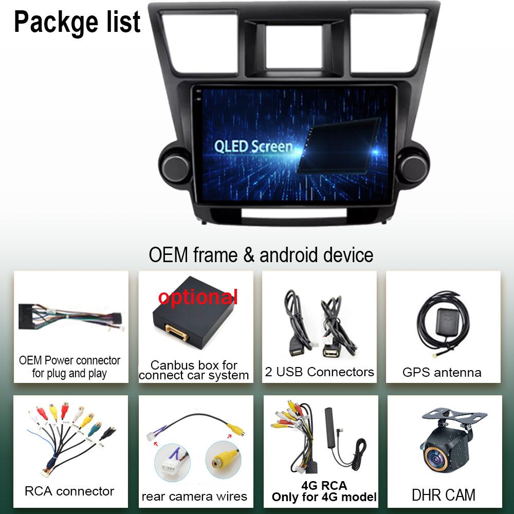 Android For Toyota Highlander 2 XU40 2007-2013 Multimedia Player Navigation Radio Stereo 5G  BT NO 2DIN DVD WIFI HDR Screen BT