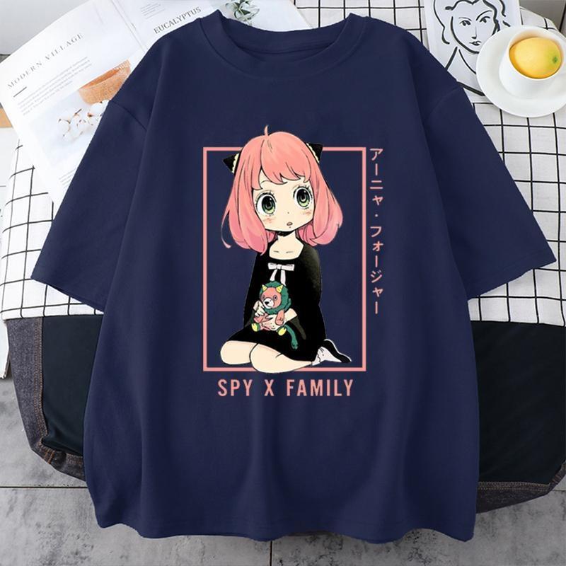 New Anya Forger Graphic Print T-shirt Women Fashion Round Neck Loose Tee Shirt Streetwear Casual Anime Harajuku T-Shist
