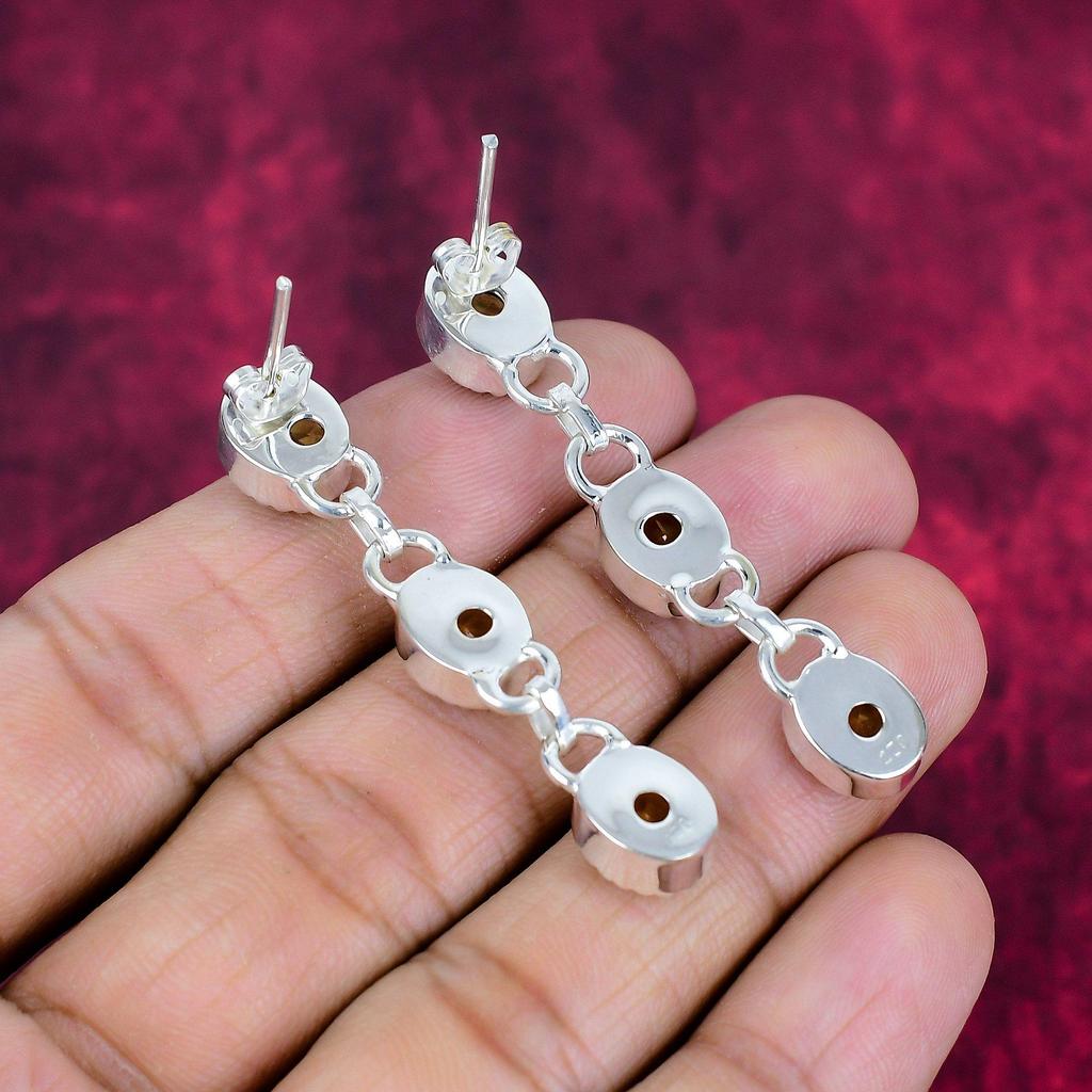 Citrine Earrings, 925 Solid Sterling Silver Gemstone Jewelry, Handmade Earrings, For Thanksgiving