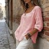 Damen Oberteile V-Ausschnitt Langarm Locker Geschnittene Bluse Einfarbig Dehnbares Halsband Tops Arbeit Party Date Kleidung