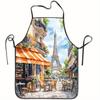 1pc French Parisian Apron With Eiffel Tower & Paris Landmarks Print - Sleeveless Baking & BBQ Apron Suitable For Cooking, Durabl
