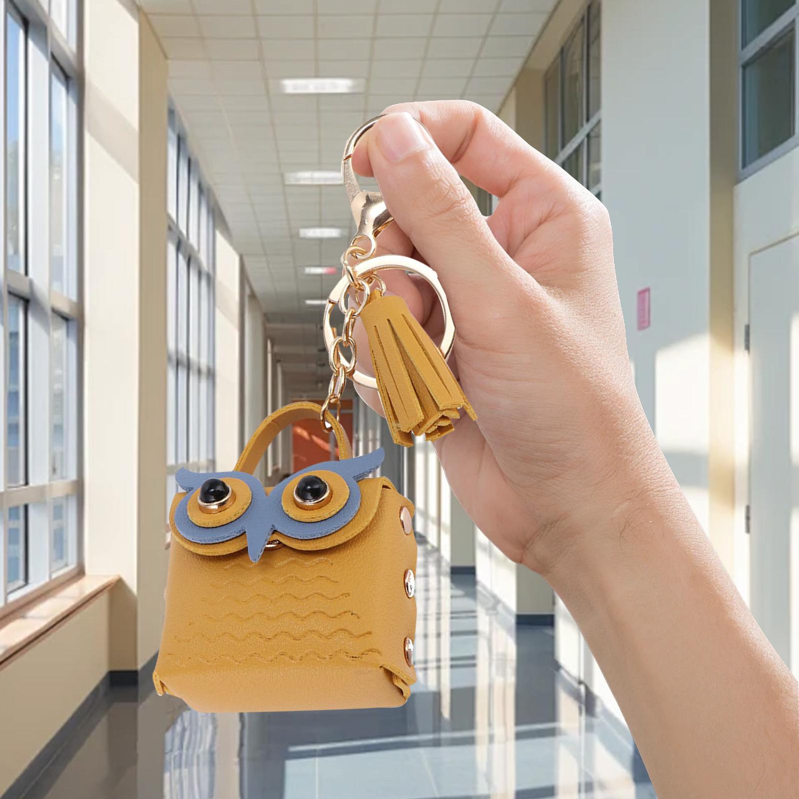 

Подвеска в виде совы-кисточки для мелочи, сумка для наушников с рисунком, брелок для автомобиля One Size жёлтый